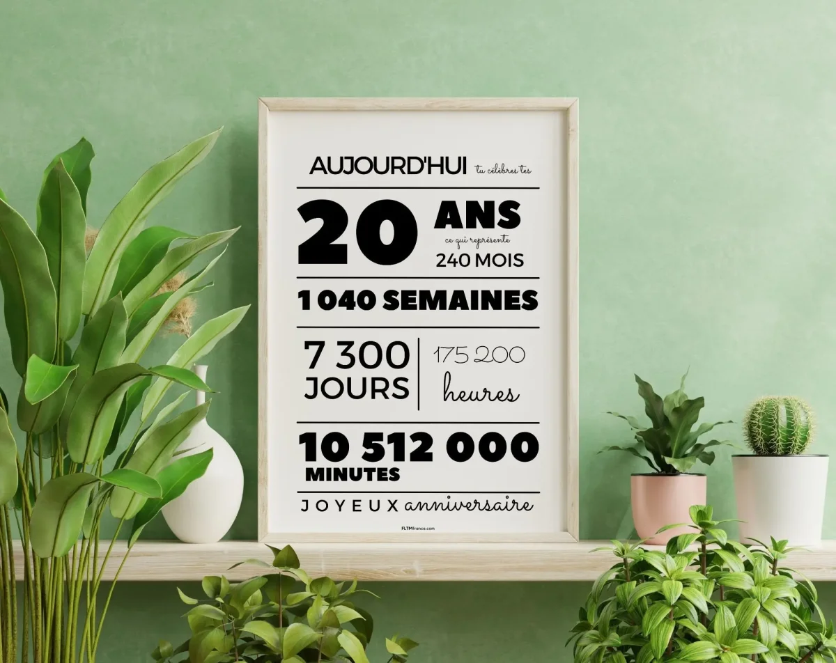 Affiche 20 ans, 240 mois, 1040 semaines - Anniversaire 20 ans – Image 3