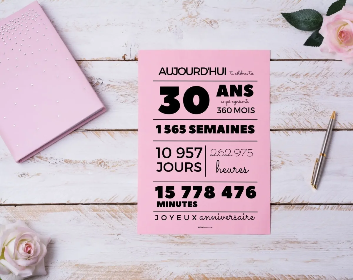 Affiche 30 ans, 360 mois, 1565 semaines - Carte anniversaire – Image 7