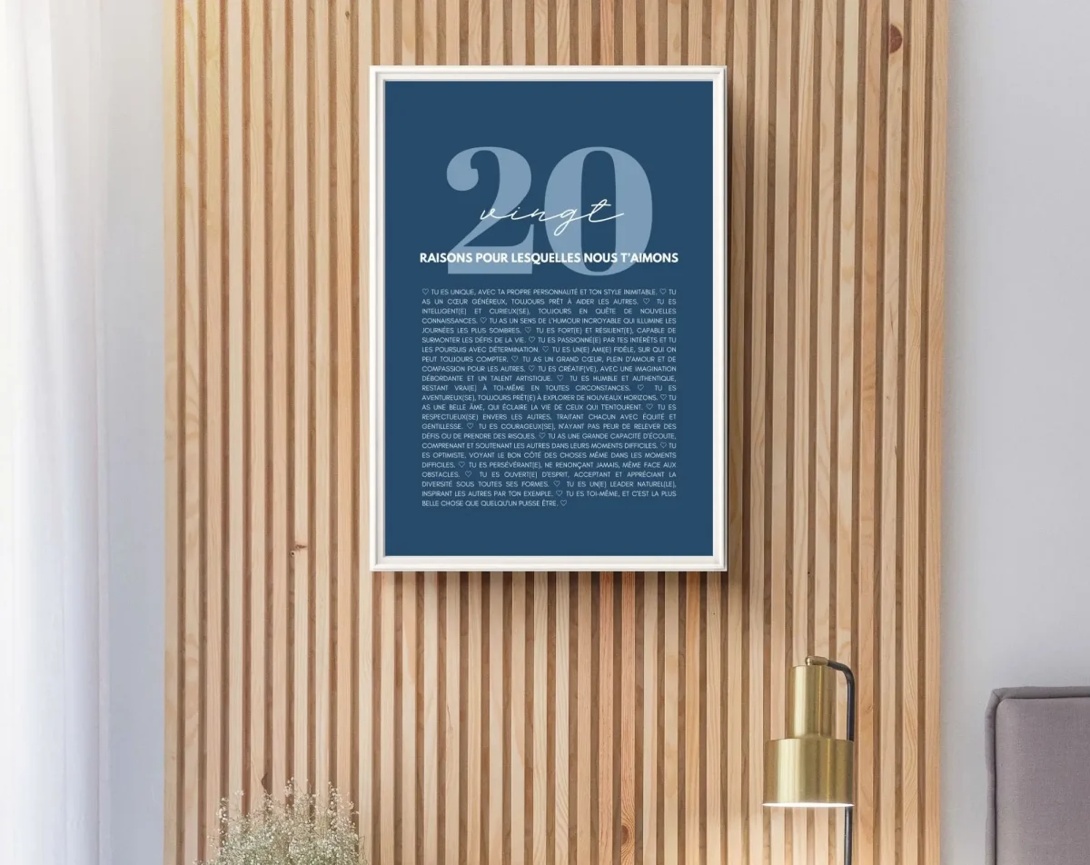 20 raisons pour lesquelles nous t'aimons bleu - Cadeau anniversaire 20 ans – Image 3