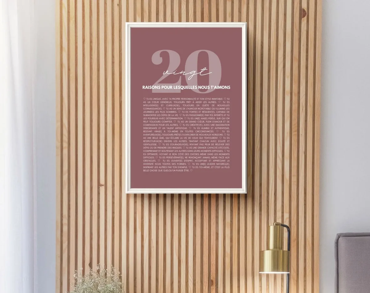 20 raisons pour lesquelles nous t'aimons rose - Cadeau anniversaire 20 ans – Image 2