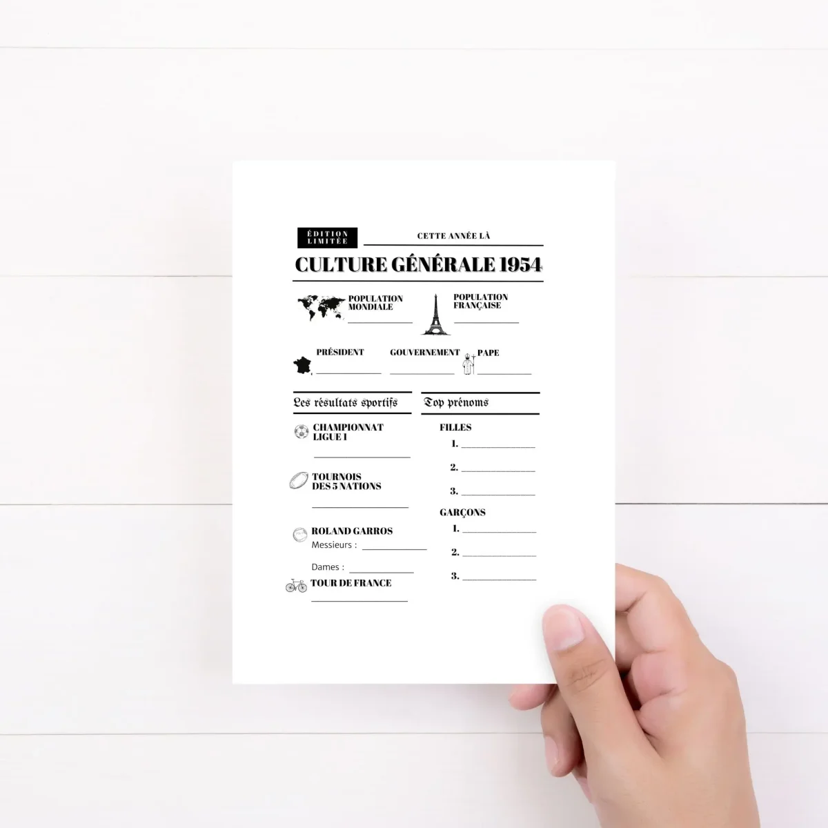 Jeu anniversaire année 1954 - 10 jeux à imprimer – Image 3