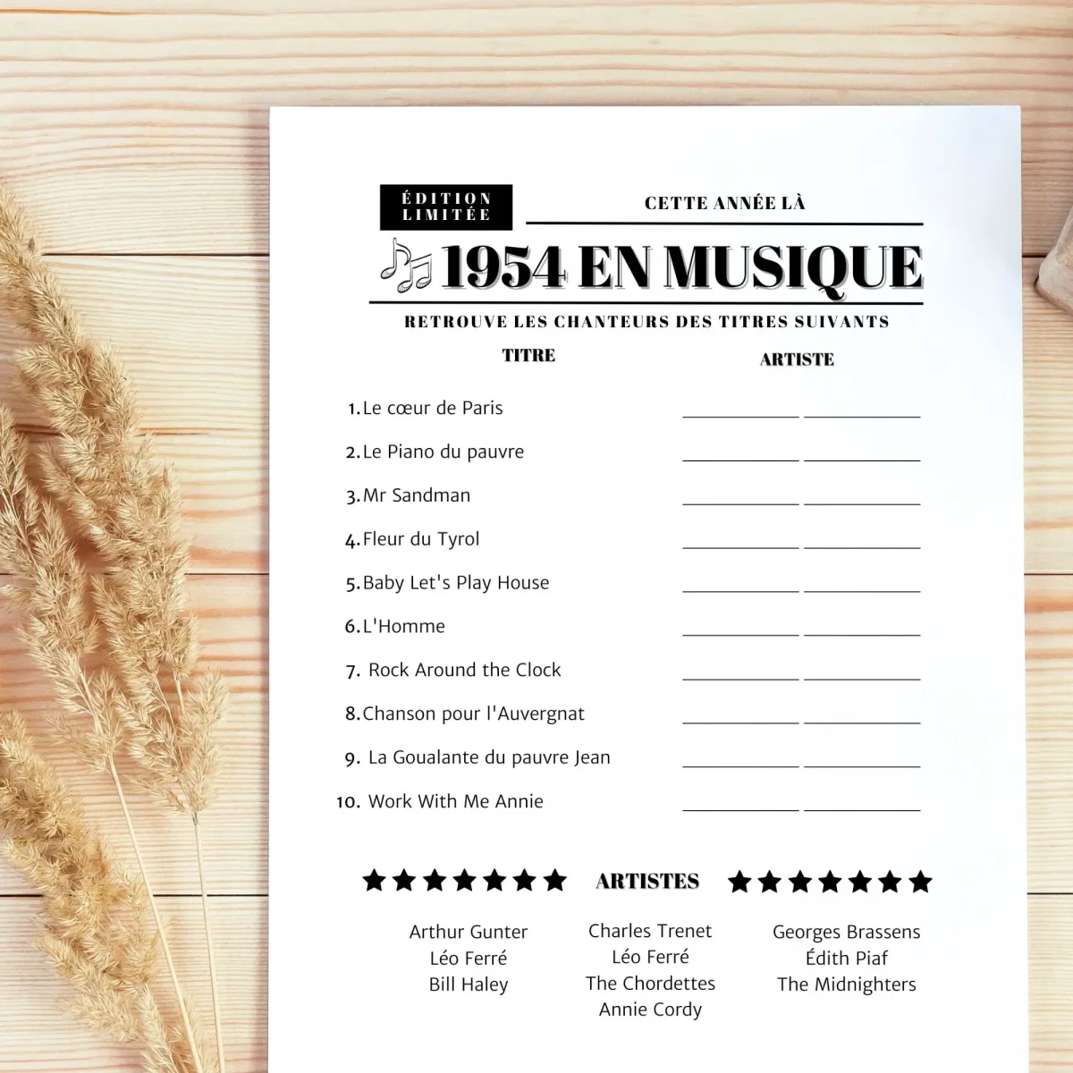 Jeu anniversaire année 1954 - 10 jeux à imprimer – Image 9