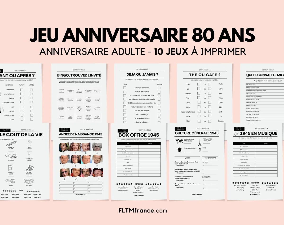 Jeu anniversaire 80 ans - Jeux de fête pour 80ème anniversaire
