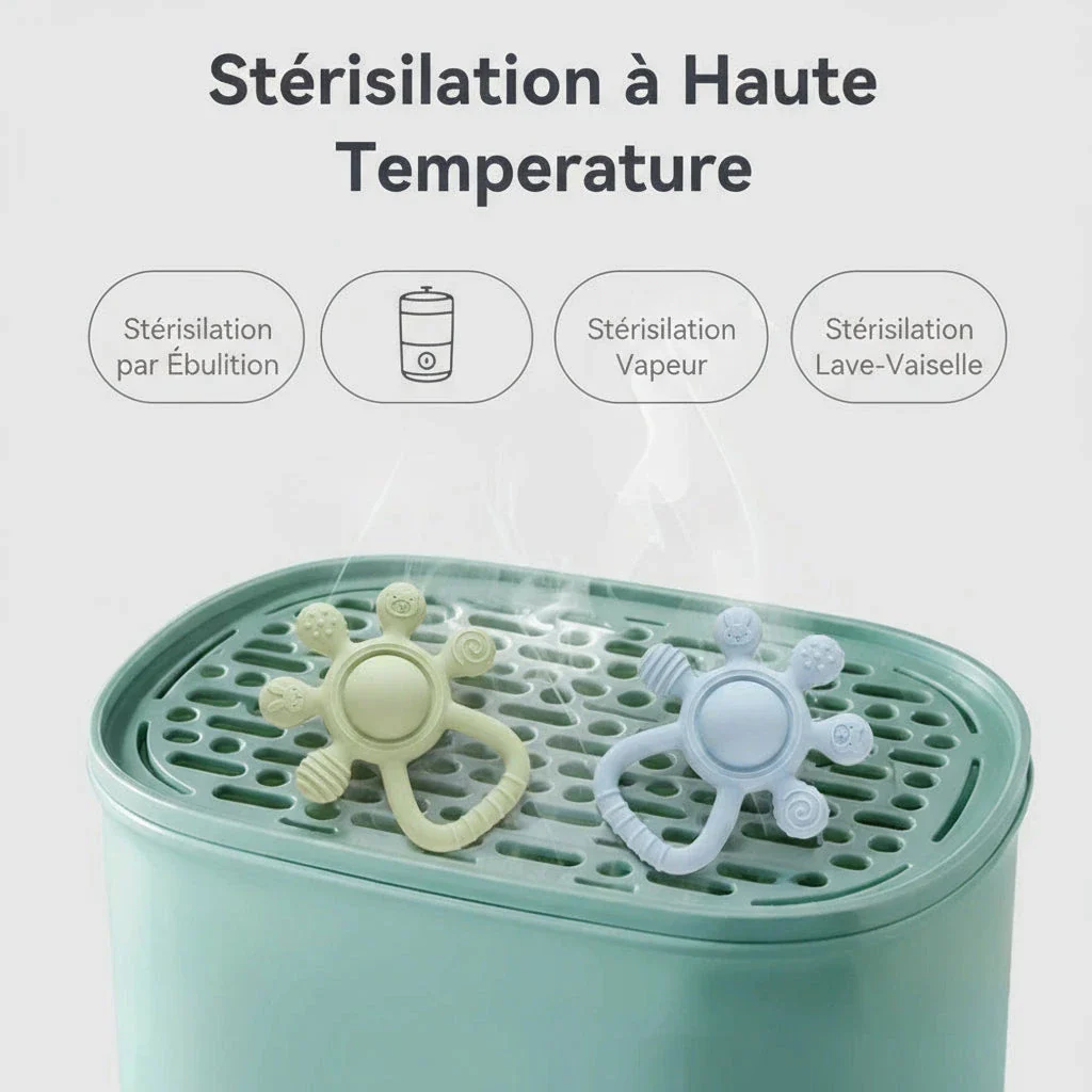 Hochet de dentition silicone bébé – Jouet sensoriel 0-12 mois – Image 8