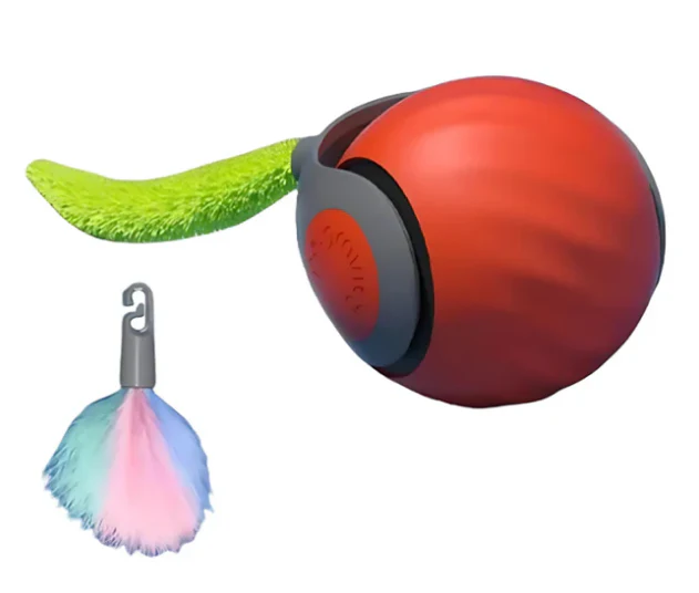 Balle De Jeu Roulante Pour Chats Avec Queue En Plumes – Image 2