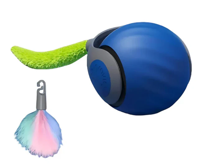 Balle De Jeu Roulante Pour Chats Avec Queue En Plumes – Image 3