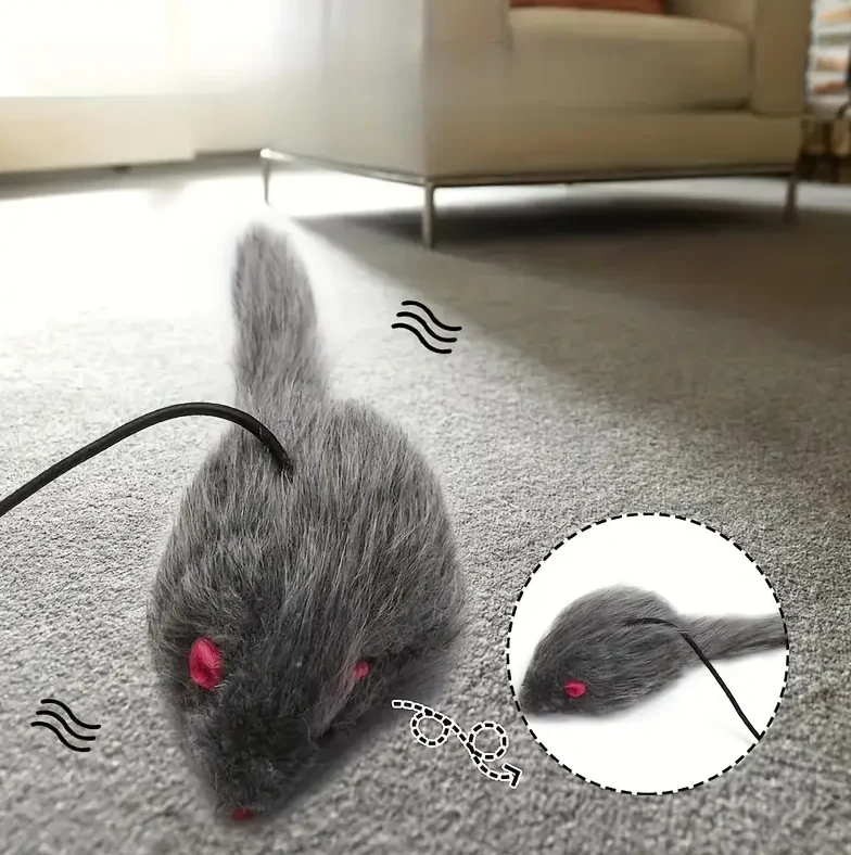Jouets Interactifs Pour Chats - Jouet Souris Avec Cordon À Tirer – Image 3