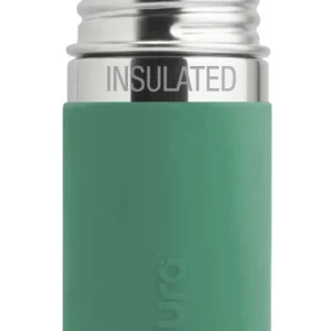 Biberon évolutif isotherme INOX Pura - 260ml - manchon vert menthe - Paille 6m+ - à partir de 6 mois