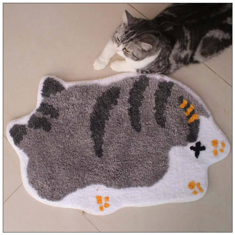 Tapis de Bain pour Chats au Design Amusant - Tapis Doux pour les Amoureux des Chats